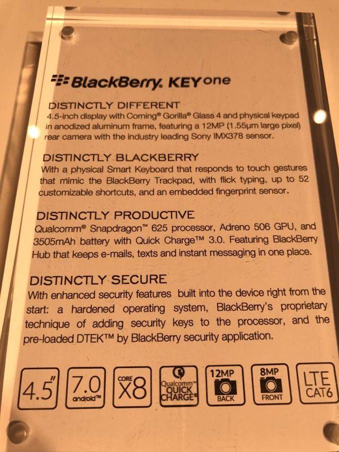 BlackBerry KEYone specs