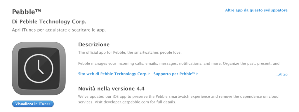 aggiornamento pebble