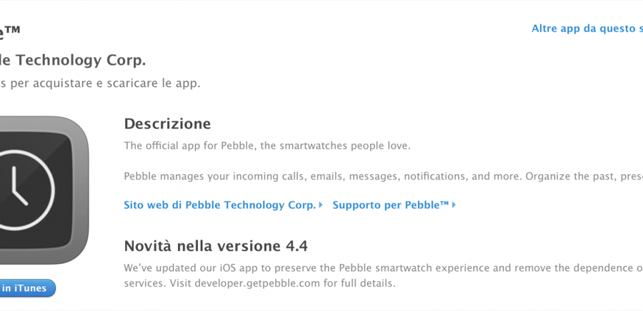 aggiornamento pebble