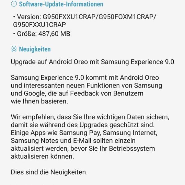 Galaxy S8 Oreo